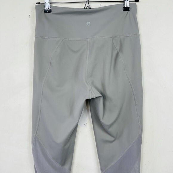 Athleta Eclipse 7/8 Tight High Waist Yoga Leggings In Silver Grey Mesh Panels S - Picture 8 of 16